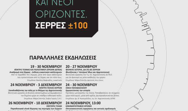 Παράλληλες Εκδηλώσεις του Συνεδρίου «Η Αρχιτεκτονική της πόλης και νέοι ορίζοντες – ΣΕΡΡΕΣ±100»